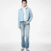 Pantalon droit en denim délavé à la pierre Pantalon droit en denim délavé à la pierre