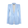 Veste à revers châle simple boutonnage en coton et soie mélangés Veste à revers châle simple boutonnage en coton et soie mélangés