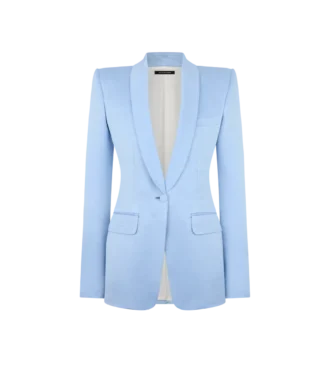 Veste à revers châle simple boutonnage en coton et soie mélangés