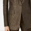 Veste à revers en pointe et boutonnage simple en jacquard croco Veste à revers en pointe et boutonnage simple en jacquard croco