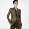 Veste à revers en pointe et boutonnage simple en jacquard croco Veste à revers en pointe et boutonnage simple en jacquard croco
