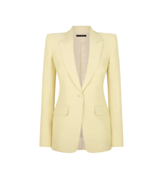 Veste à revers en pointe simple boutonnage en laine et soie Radzmir