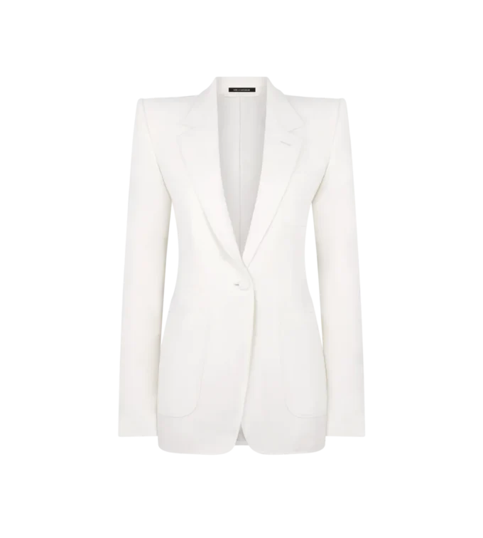 Veste simple boutonnage en flanelle de laine et cachemire Veste simple boutonnage en flanelle de laine et cachemire