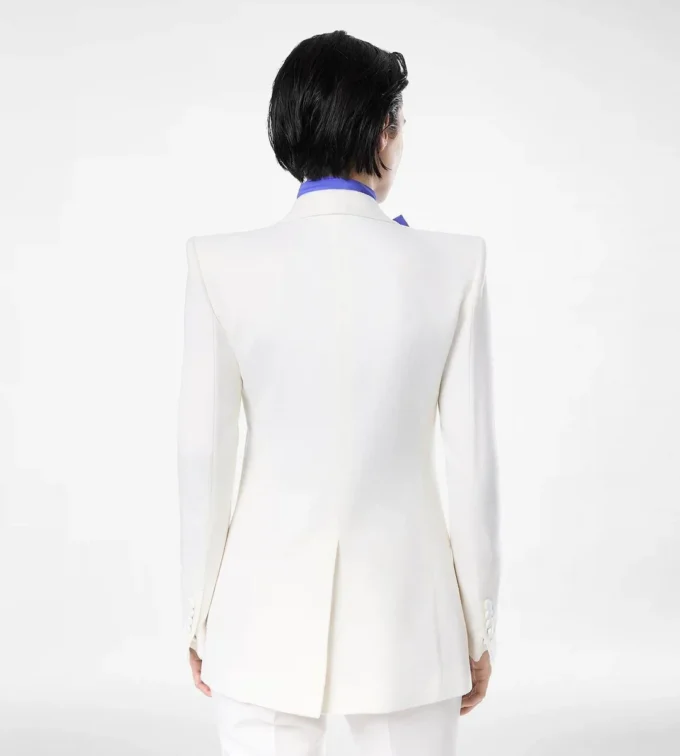 Veste simple boutonnage en flanelle de laine et cachemire Veste simple boutonnage en flanelle de laine et cachemire