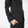Veste simple boutonnage en laine et coton barathea rayée Veste simple boutonnage en laine et coton barathea rayée