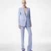 Pantalon droit ajusté en laine légère double face Pantalon droit ajusté en laine légère double face