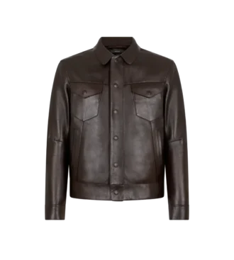 Veste western en cuir grainé de buffle