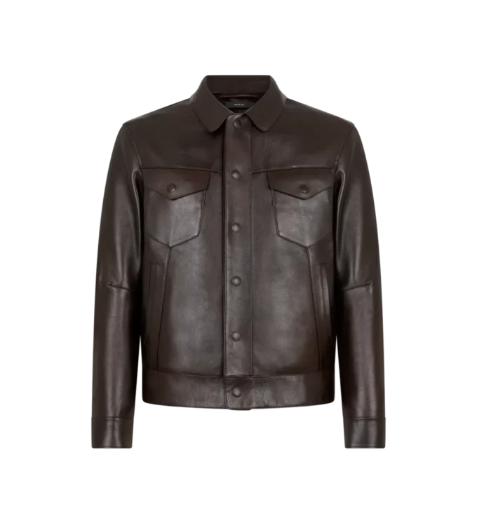 Veste western en cuir grainé de buffle Veste western en cuir grainé de buffle