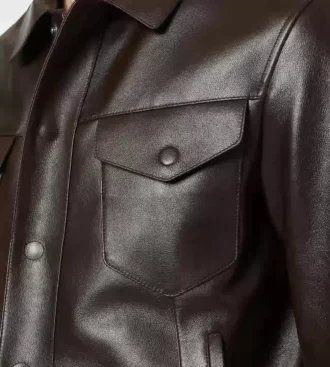 Veste western en cuir grainé de buffle
