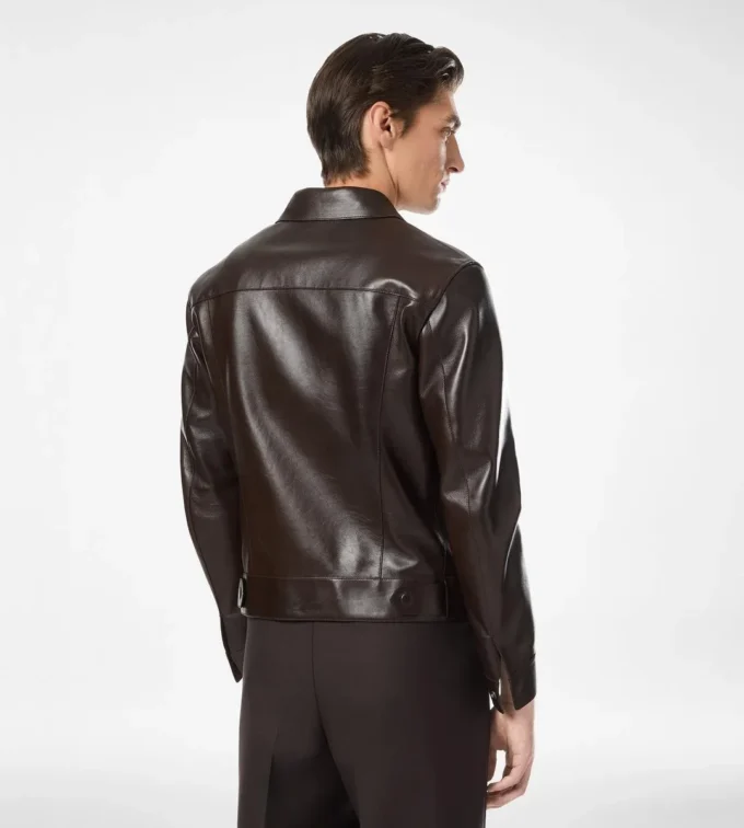 Veste western en cuir grainé de buffle Veste western en cuir grainé de buffle